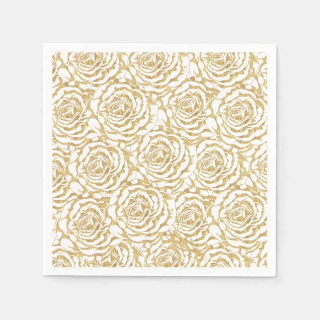 Elegant romantic gold roses pattern image napkins (Front)
