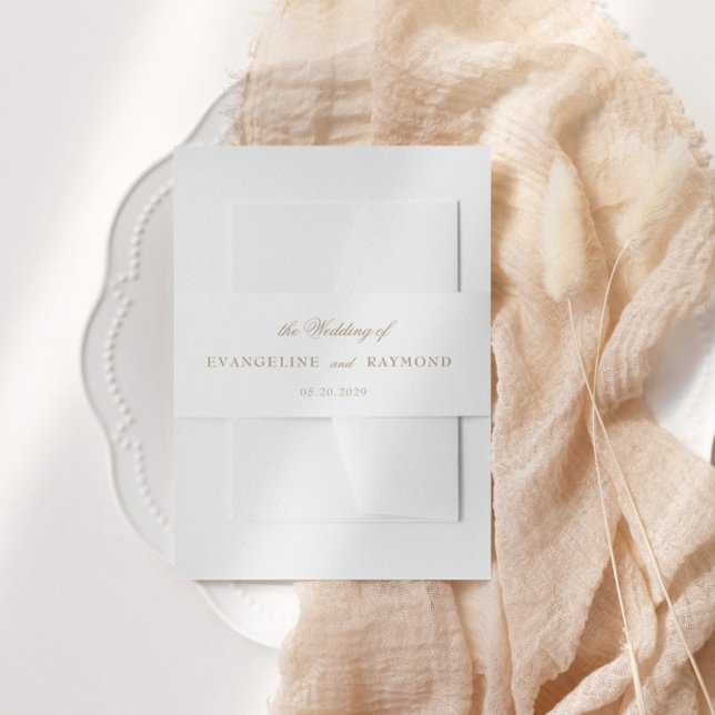 Elegant Romantic Gold Script Wedding Invitation Belly Band (Creator Uploaded)