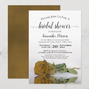 Elegant Romantic Golden Rose Bridal Shower Invitation