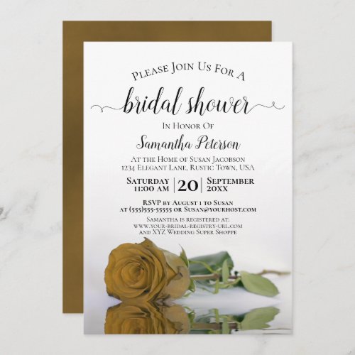 Elegant Romantic Golden Rose Bridal Shower Invitation