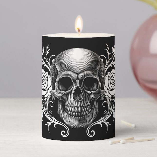 Elegant, Romantic Goth  Pillar Candle (In Situ)
