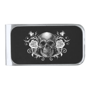 Elegant, Romantic Goth Silver Finish Money Clip