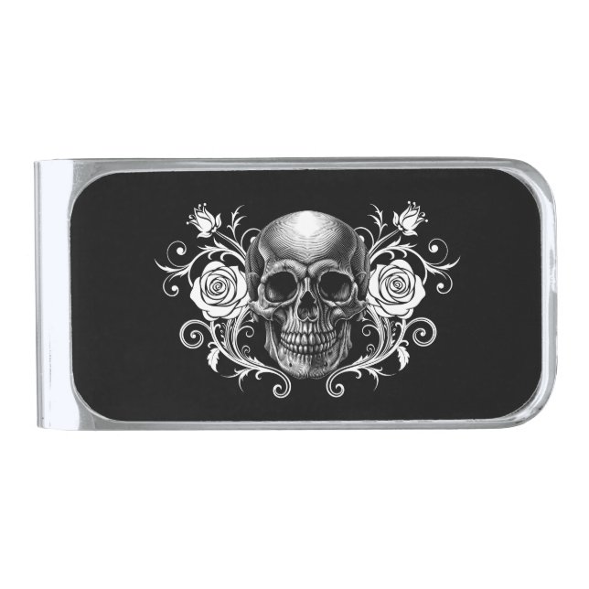 Elegant, Romantic Goth  Silver Finish Money Clip (Front)