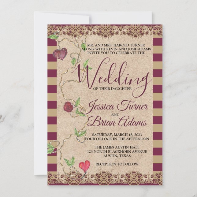 Elegant Romantic Gothic Wedding Invitation (Front)