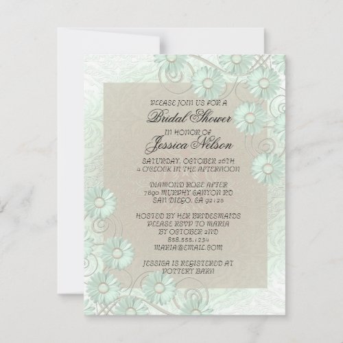 Elegant Romantic Green Damask Bridal Invitation