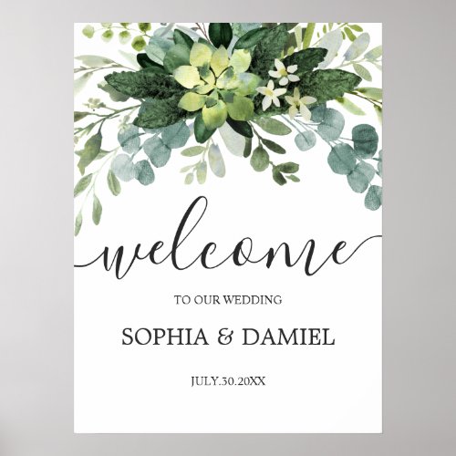 ELEGANT ROMANTIC GREENERY EUCALYPTUS BOTANICAL   POSTER