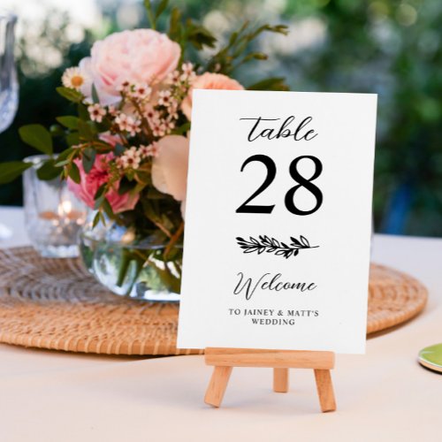 Elegant Romantic Greenery Wedding Table Number
