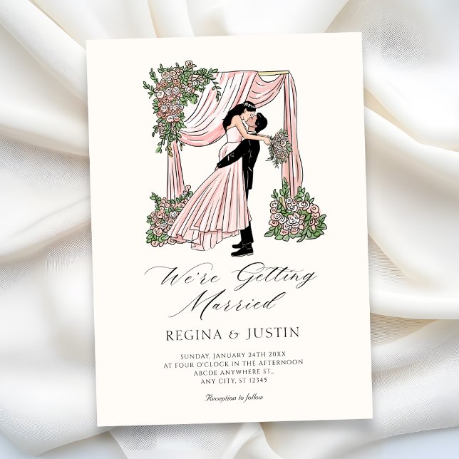 Elegant romantic hand drawn we're getting married invitation (Creator Uploaded)