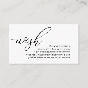 Elegant Romantic, Honeymoon Wish, Money Cash Enclosure Card