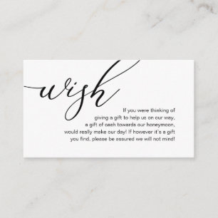 Elegant Romantic, Honeymoon Wish, Money Cash Enclosure Card
