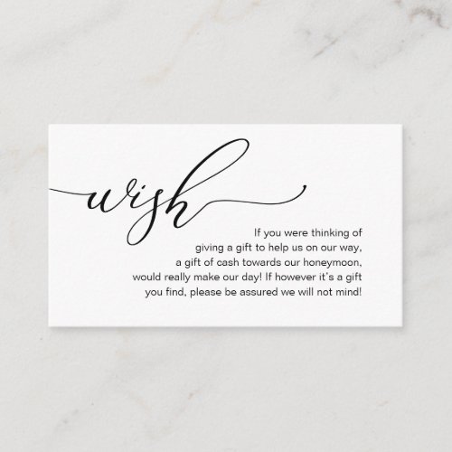 Elegant Romantic Honeymoon Wish Money Cash Enclosure Card