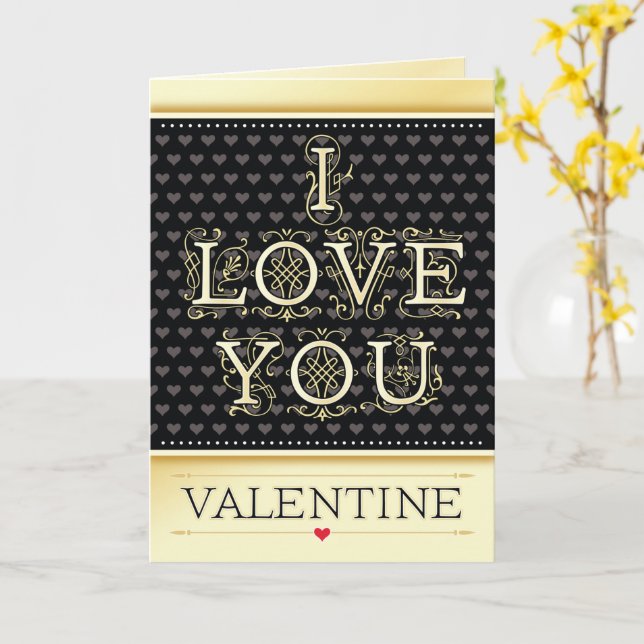 Elegant Romantic I Love You Valentine's Day Hearts Card (Yellow Flower)