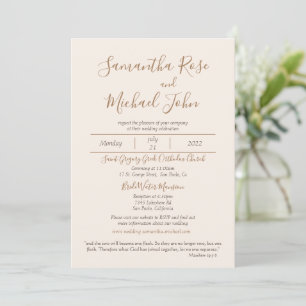 Elegant Romantic Ivory Cream Off White Wedding Invitation