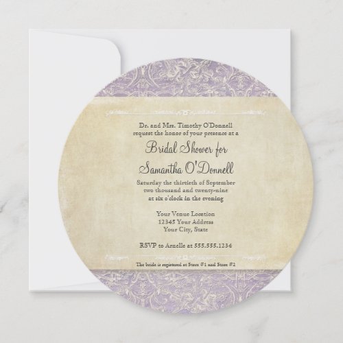 Elegant Romantic Lavender Vintage French Lace Invitation