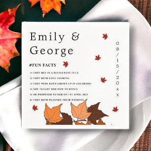 Elegant Romantic Leaves Fall Fun Facts Wedding Napkins