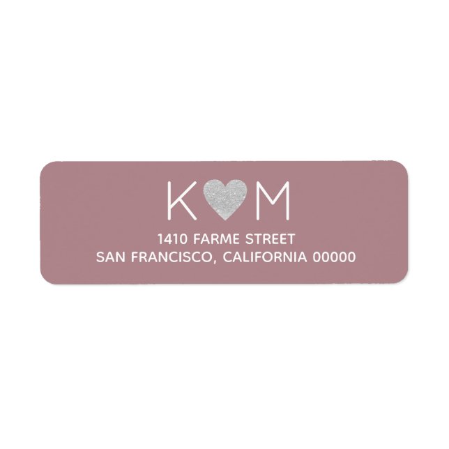 elegant romantic love heart wedding dusty-rose label (Front)