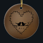 Elegant Romantic Lovebird Couple Custom Christmas  Ceramic Ornament<br><div class="desc">From silly jokes to serious romantic statements, MiKa Art Zazzle shop has something for everyone. Canadiana, Japanese gifts, jewelry, cases for electronic devices, fun buttons, mug cups, ornaments, cards and posters….. Please take some time and look around. You may even find something you didn’t know you wanted! I’m curious about...</div>