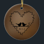 Elegant Romantic Lovebird Couple Custom Christmas  Ceramic Ornament<br><div class="desc">From silly jokes to serious romantic statements, MiKa Art Zazzle shop has something for everyone. Canadiana, Japanese gifts, jewelry, cases for electronic devices, fun buttons, mug cups, ornaments, cards and posters….. Please take some time and look around. You may even find something you didn’t know you wanted! I’m curious about...</div>