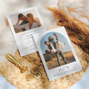 Elegant Romantic Modern Minimalist 2 Photo Wedding Invitation