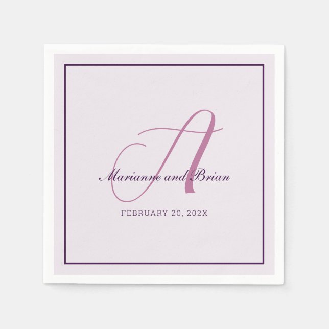 Elegant Romantic Modern Monogram  Napkins (Front)