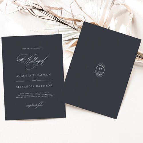 Elegant Romantic Monogram Classy Wedding Invitation