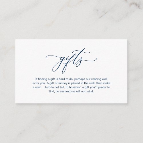Elegant Romantic Navy Blue A note on gifts Enclosure Card
