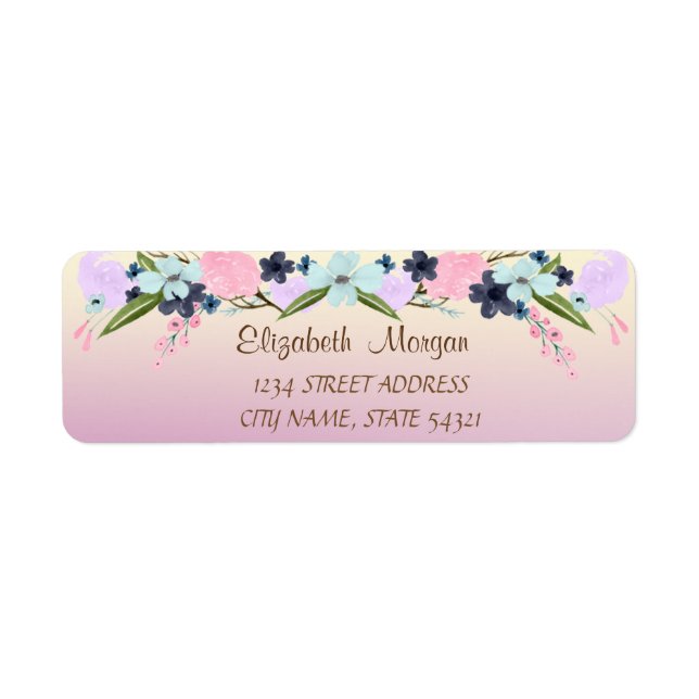 Elegant Romantic,Ombre,Flowers Address Label (Front)