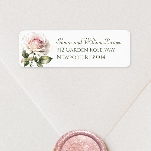 Elegant Romantic Pale Pink Rose Return Address Label