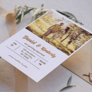 Elegant Romantic Photo Real Foil Wedding Invitation