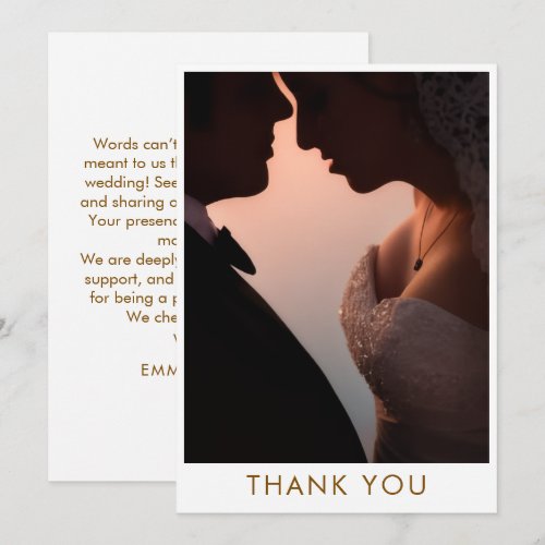 Elegant ROMANTIC PHOTO Wedding Thank You Flat Card