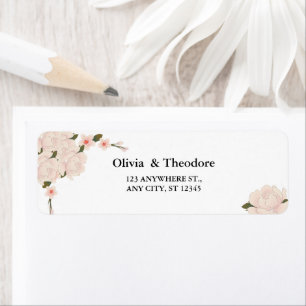 Elegant Romantic Pink Floral Blossom Wedding Label