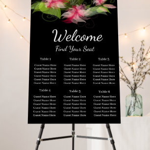 Elegant Romantic Pink Floral Wedding Seating Chart Foam Board
