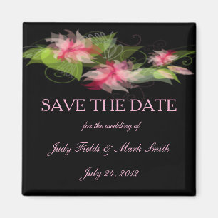 Elegant Romantic Pink Flower Save The Date Magnet