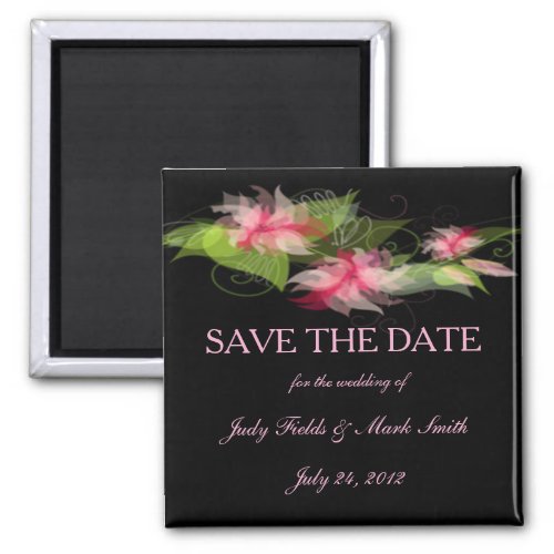 Elegant Romantic Pink Flower Save The Date Magnet