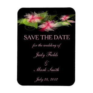 Elegant Romantic Pink Flower Save The Date Magnet