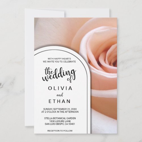 Elegant romantic pink rose flower floral Wedding I Invitation