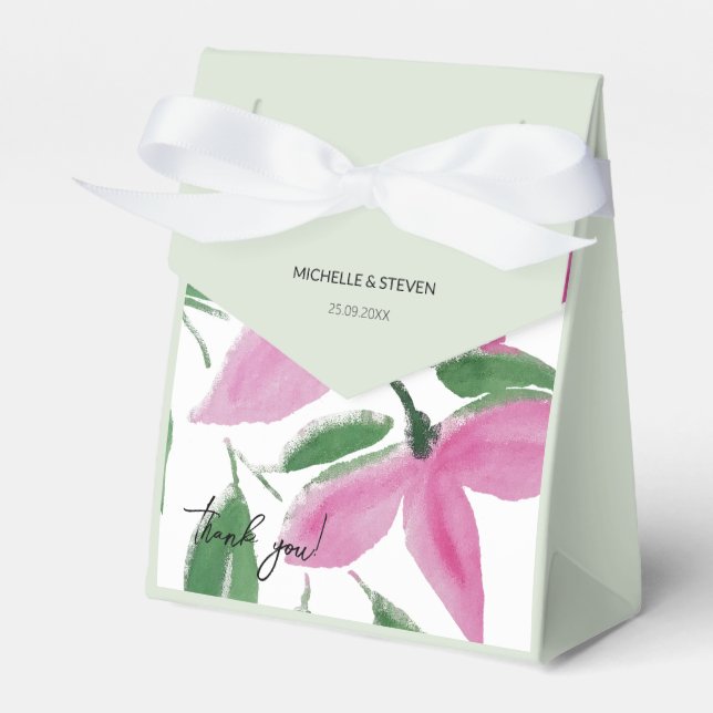 Elegant Romantic Pink Wildflowers Watercolor Art Favor Boxes (Front Side)