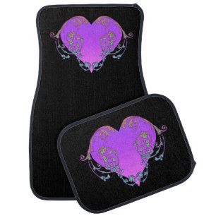 Elegant, Romantic Purple Heart with Flourish Car Floor Mat