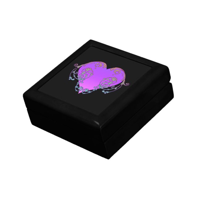Elegant, Romantic Purple Heart with Flourish   Gift Box (Side)