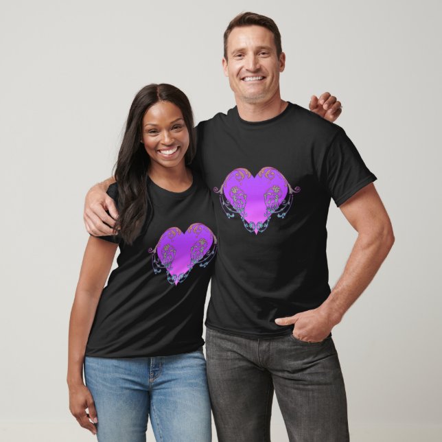 Elegant,  Romantic Purple Heart with Flourish T-Shirt (Unisex)