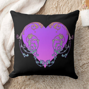 Elegant, Romantic Purple Heart with Flourish Throw Pillow