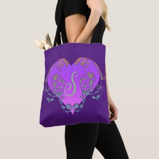 Elegant, Romantic Purple Heart with Flourish 