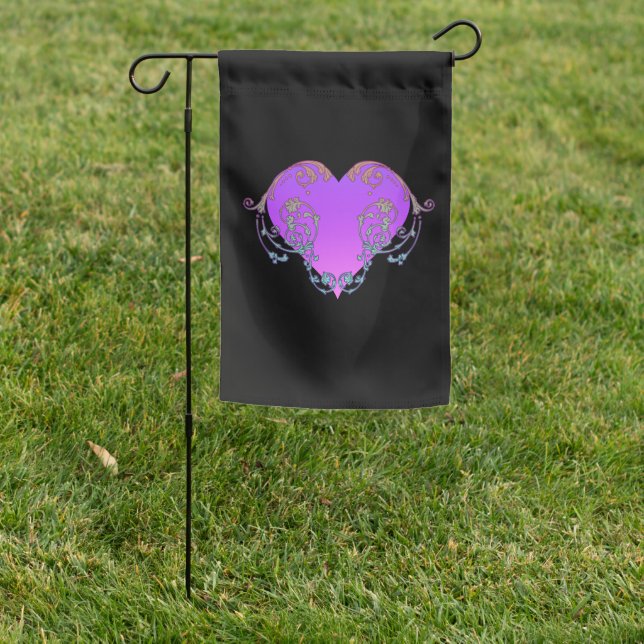 Elegant, Romantic Purple Heart with Garden Flag (In SItu)