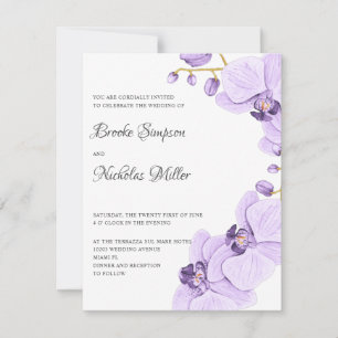 Elegant Romantic Purple orchid Elegant Botanical Invitation