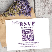 Elegant Romantic Purple Photo Wedding RSVP card