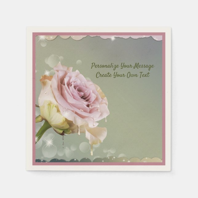 Elegant & Romantic Purple Rose Personalize Napkins (Front)