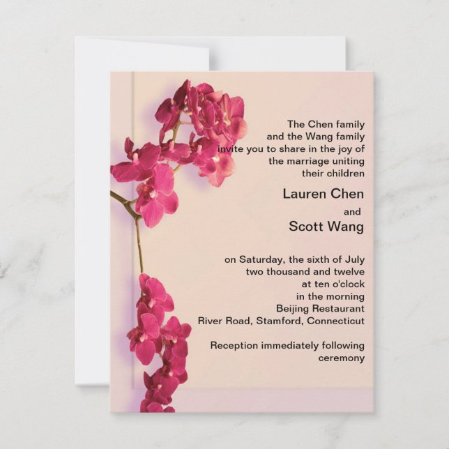 Elegant Romantic Red Orchids Wedding Invites (Front)