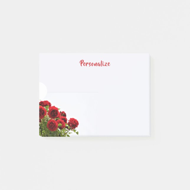 Elegant Romantic Red Rose Bouquet Personalized Post-it Notes (Front)