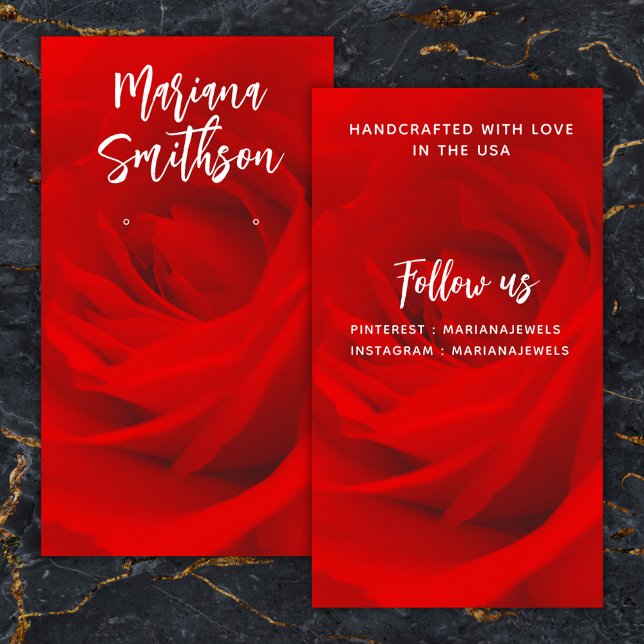 Elegant Romantic Red Rose Earring Display Card (Creator Uploaded)