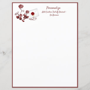 Elegant & Romantic Red Rose Vine Letter